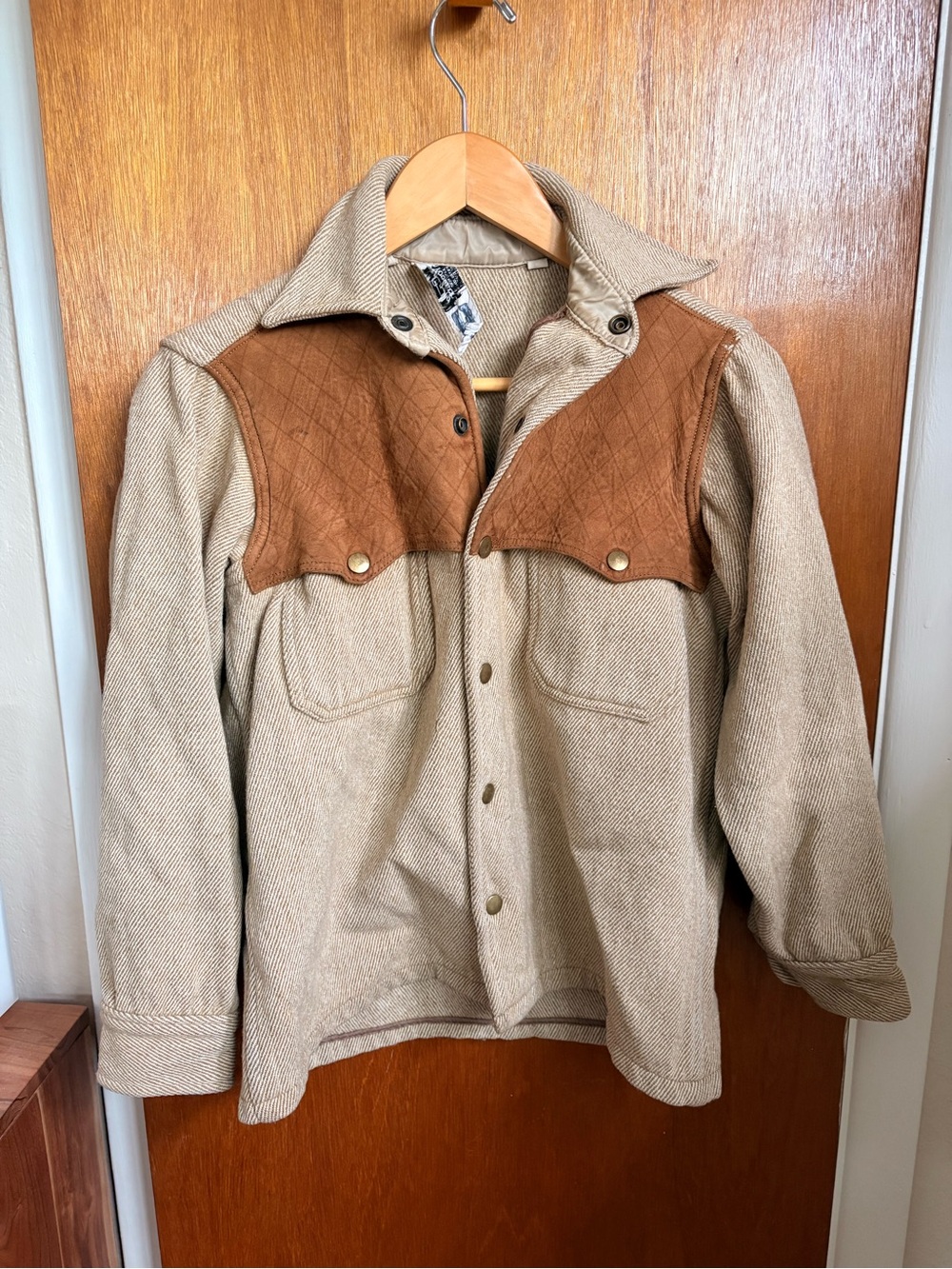 Woolrich Two-Tone Herringbone Field Jacket in Tan and Brown
